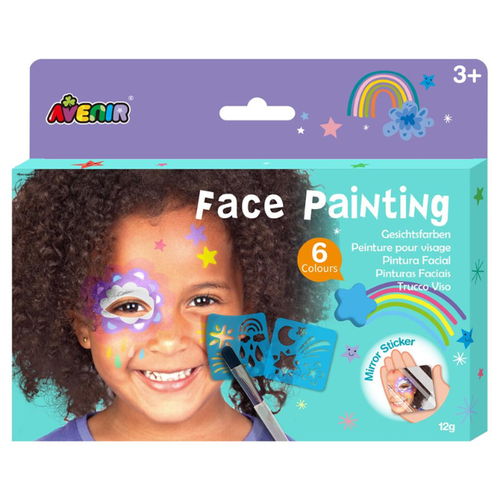 Avenir Face Art - Gezichtsverf Regenboog (rood, blauw, paars, groen, wit & geel)
