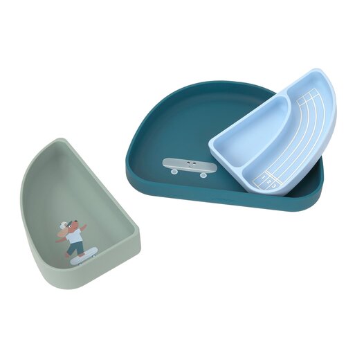 Lassig Silicone Section Dish Set (3 pcs) - Tiny Team Dog