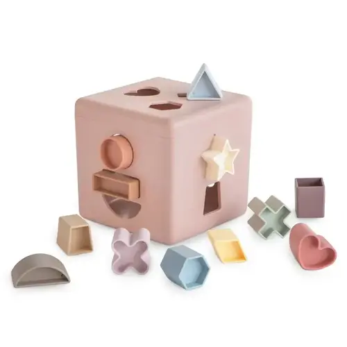 Mushie MUSHIE - SHAPE SORTING BOX - Pastel Blush Mushie MUSHIE - SHAPE SORTING BOX - Pastel Blush