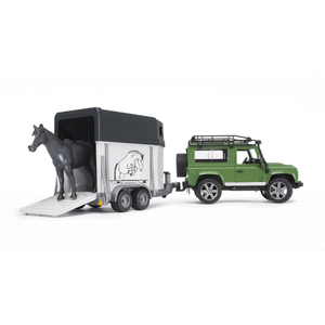 Bruder Bruder Land Rover Defender met paardentrailer en paard