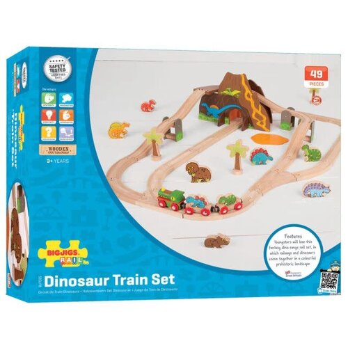BigJigs Bigjigs Houten Dino Treinset, 49dlg.