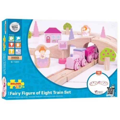 BigJigs Bigjigs Houten Treinset - Roze, 40dlg.