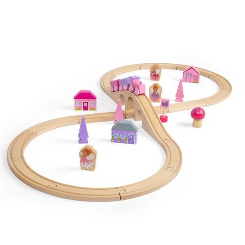 BigJigs Bigjigs Houten Treinset - Roze, 40dlg.