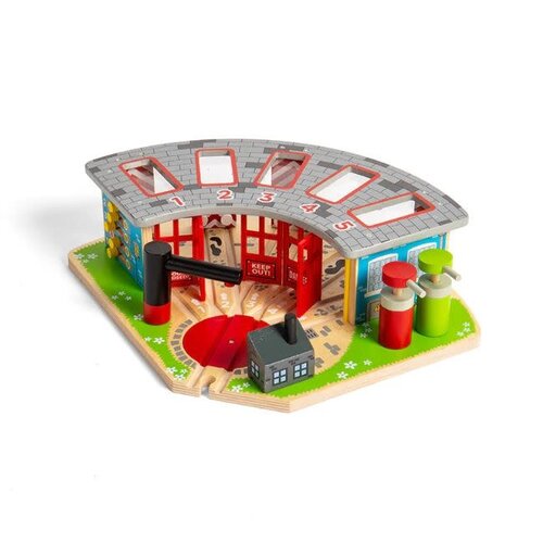 BigJigs Bigjigs Houten Rails - Luxe Remise voor 5 Treinen