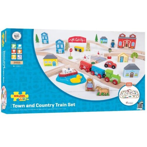 BigJigs Bigjigs Houten Treinset Stad en Land, 101dlg.