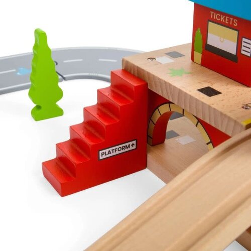 BigJigs Bigjigs Houten Rails Bovengronds Treinstation, 5dlg.
