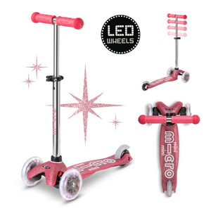 Micro Steps Mini Micro Step Deluxe Fairy Glitter LED - 3-wiel kinderstep "Roze"