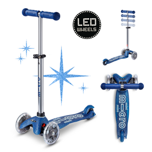 Micro Steps Micro Mini Step Deluxe Galaxy Glitter LED - 3-wiel kinderstep "Blauw"