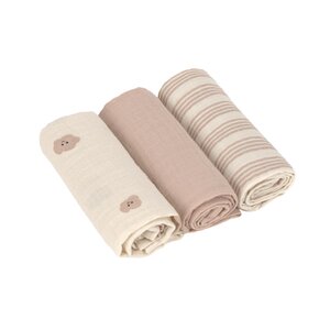Lassig Swaddle & Burp Blanket M 3 pcs Tiny Team mushroom, 60 x 60 cm