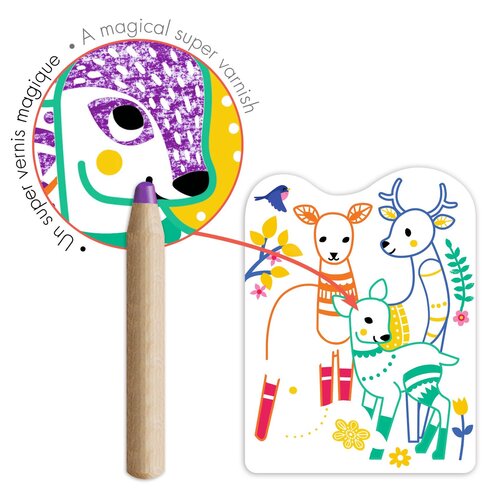 Djeco Knutselpakket - Verborgen kleurplaten 'dierenfamilies in het bos' (3-6j)