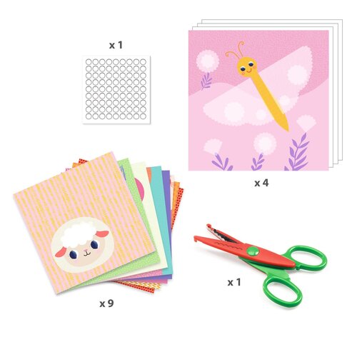 Djeco Knutselpakket - Creëren met papier "Inkepingen met kartelschaar" (3-6j) Djeco Knutselpakket - Creëren met papier "Inkepingen met kartelschaar" (3-6j)