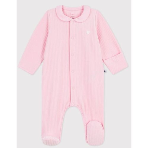 Petit Bateau Fluwelen babypyjama met effen kraag - roze