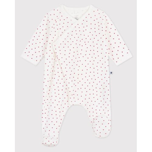 Petit Bateau Katoenen babypyjama met hartje wit/rood