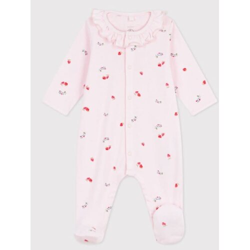 Petit Bateau Katoenen babypyjama met bloemen/aardbeien - roze