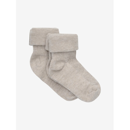 Minymo Minymo - Baby rib sock w. fold (2-pack) Light Taupe
