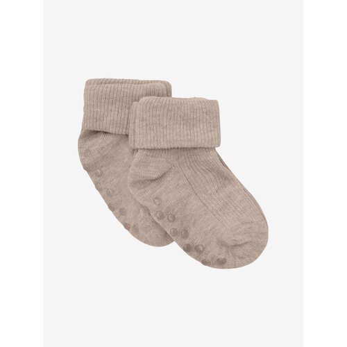 Minymo Minymo - Baby rib sock w. ABS (2-pack) Silver Mink Melange
