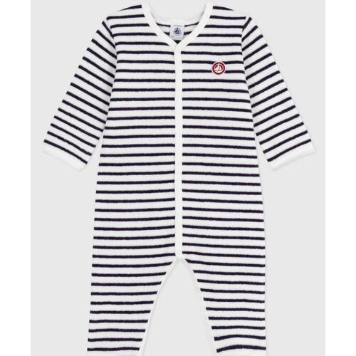 Petit Bateau Katoenen babypyjama zonder voetjes met streepjesprint-A0DZ401 - Blauw