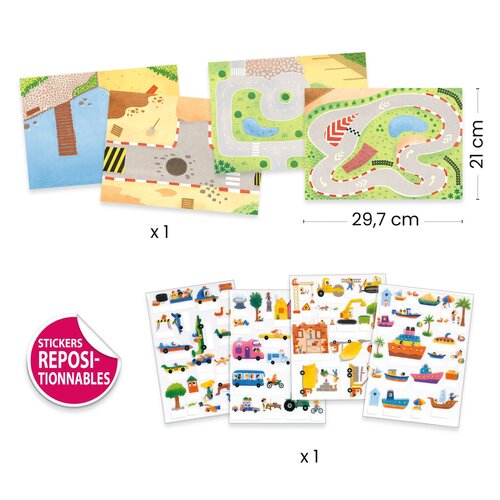 Djeco Knutselpakket - Lift-Up Stickers "Voertuigen" (3-6j)