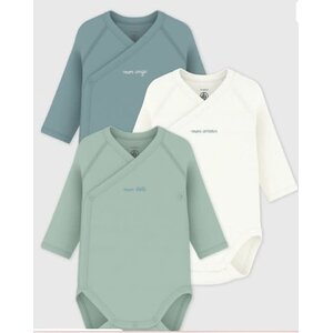 Petit Bateau Set van katoenen babyrompertjes met lange mouwen en print Blauw/groen/wit