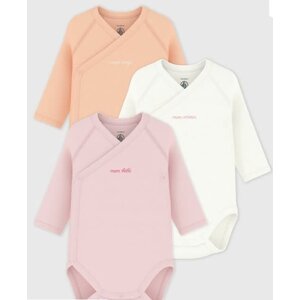 Petit Bateau Set van katoenen babyrompertjes met lange mouwen en print Roze/Peach/Wit