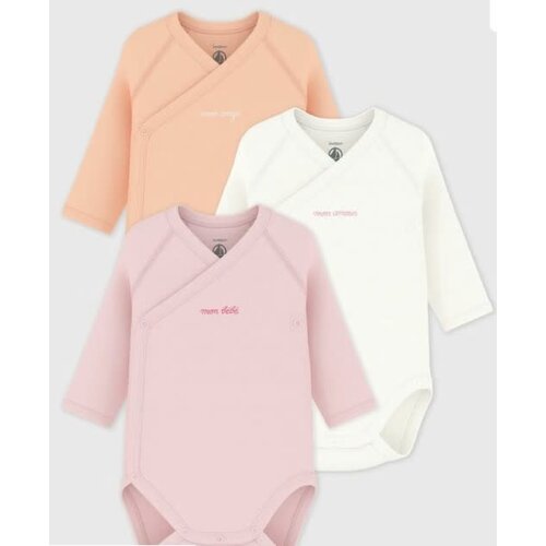 Petit Bateau Set van katoenen babyrompertjes met lange mouwen en print Roze/Peach/Wit