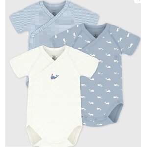 Petit Bateau Set van katoenen babyrompertjes met print en korte mouwen Whales A0FAR