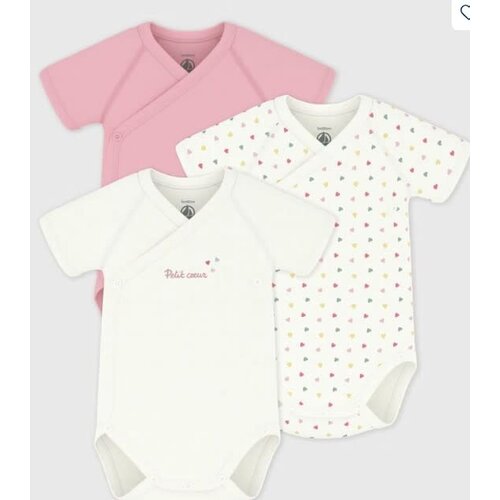 Petit Bateau Set van katoenen babyrompertjes met print en korte mouwen - Gekleurde hartjes A0FYS