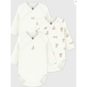 Petit Bateau Set van katoenen babyrompertjes met lange mouwen en print-Beertjes A0DZG