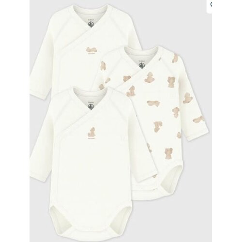 Petit Bateau Set van katoenen babyrompertjes met lange mouwen en print-Beertjes A0DZG