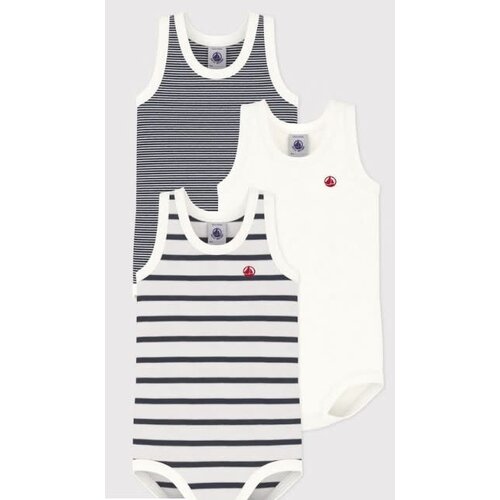 Petit Bateau Set van 3 mouwloze body's voor baby's- Streepjes A02EI