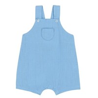 Korte babysalopette van effen, luchtige katoen - Blauw