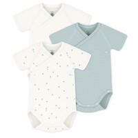 Set van katoenen babyrompertjes met print en korte mouwen Wit-blauw