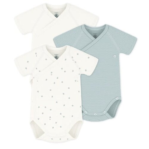 Petit Bateau Set van katoenen babyrompertjes met print en korte mouwen Wit-blauw
