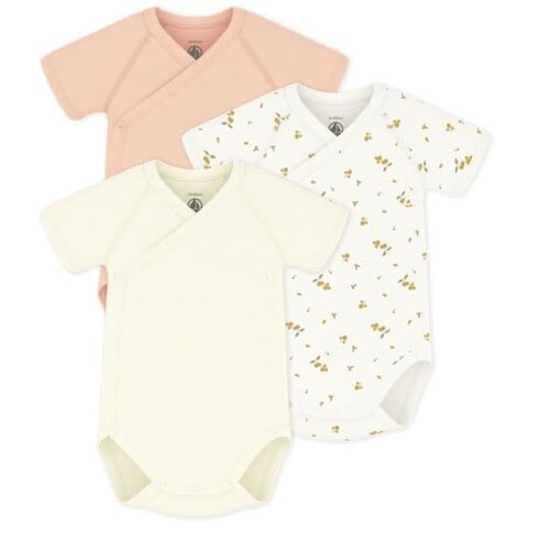 Petit Bateau Set van katoenen babyrompertjes met print en korte mouwen - Geel-Oranje-Wit