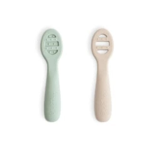 Mushie First feeding baby spoon - cambridge blue/shifting sand