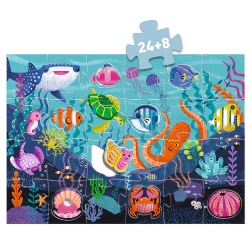 Djeco Vloerpuzzel - Onder de zee 24st. + 8st. (+3)