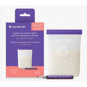 Lansinoh Silicone bewaarzakjes voor borstvoeding 5 stuks + marker