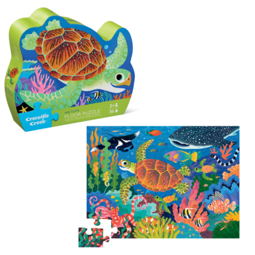 Crocodile Creek Foil Vloerpuzzel - Zeeschildpad 36st. (+3)