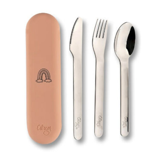 Citron Stainless Steel Cutlery set with Case - blush pink