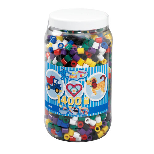 Hama Maxi Strijkkralen in Pot "Standaardmix", 1400st.