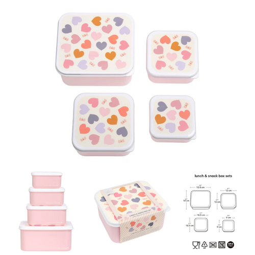 A Little Lovely Company Lunch & Snack Box Set - Hearts