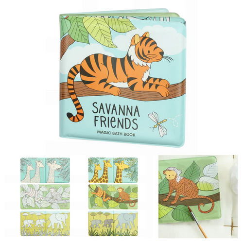 A Little Lovely Company Magic Bath Book - Savanna Friends