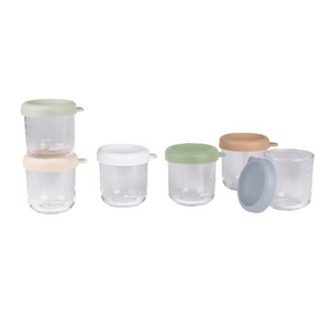 Béaba Set van 6 glazen bewaarpotjes 250 ml (Natural  color mix)