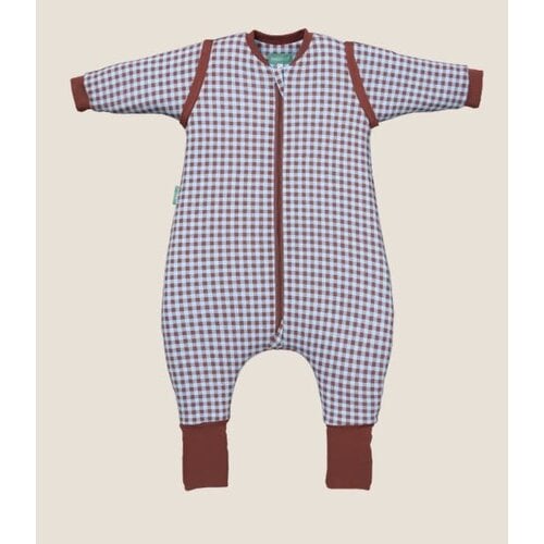 Molisandco Sleeping jumpsuit with sleeves and socks - Vichy Brown & Blue 3J - TOG 2.5 Molisandco Sleeping jumpsuit with sleeves and socks - Vichy Brown & Blue 3J - TOG 2.5