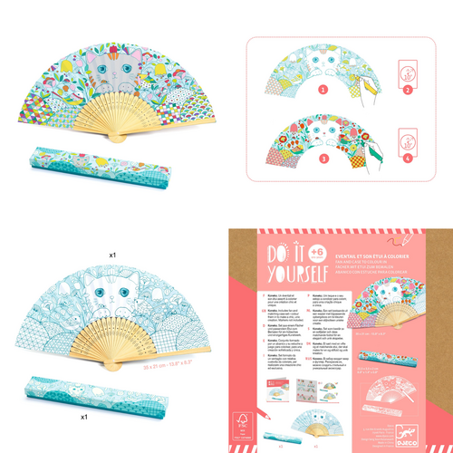 Djeco DIY - Waaier + doosje om in te kleuren 'Koneko' (+6j) Djeco DIY - Waaier + doosje om in te kleuren 'Koneko' (+6j)