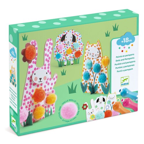 Djeco Knutseldoos - Stippen & Pompons 'In het gras' (+18m)