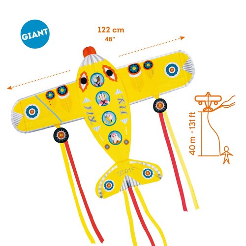 Djeco Maxi Plane - Vlieger 125 x 85 cm (+ 250 cm staart)