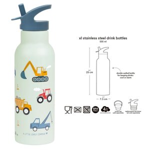 A Little Lovely Company XL Stainless Steel Drinking Bottle - Vehicles (500ml)