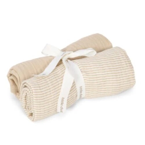 Little Dutch Swaddle - Beige - Essentials - set van 2 - 70x70cm Little Dutch Swaddle - Beige - Essentials - set van 2 - 70x70cm