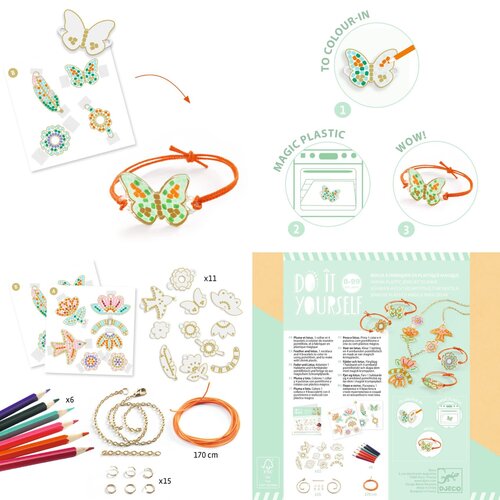 Djeco DIY - Krimpfolie Juwelen 'Veer & Lotus' (8-99)